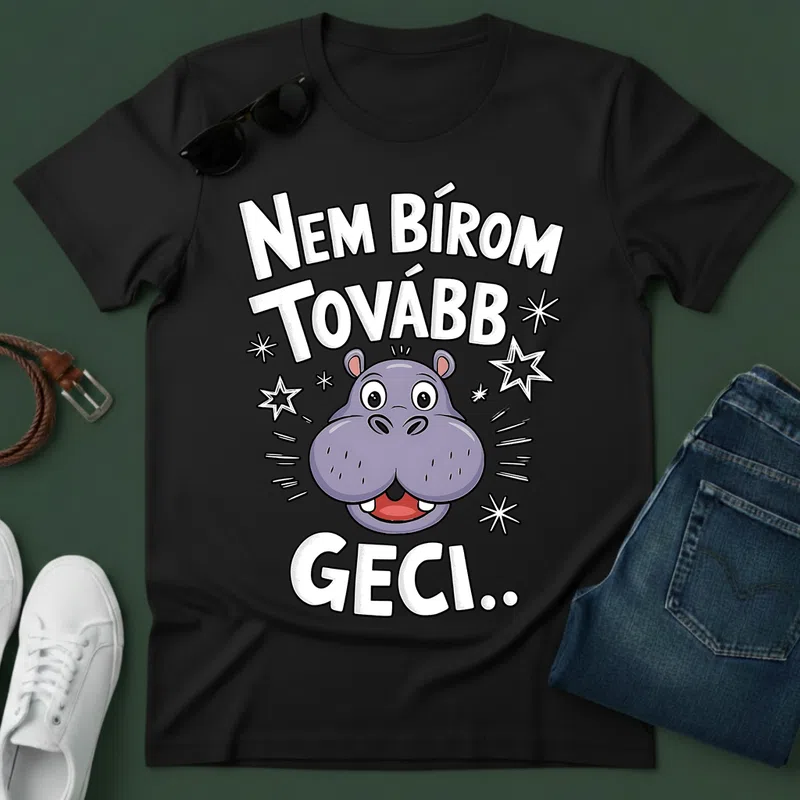 Nem bírom tovább Geci vicces víziló Vicces - Férfi póló - Fekete - Vicces - Vicces szöveg