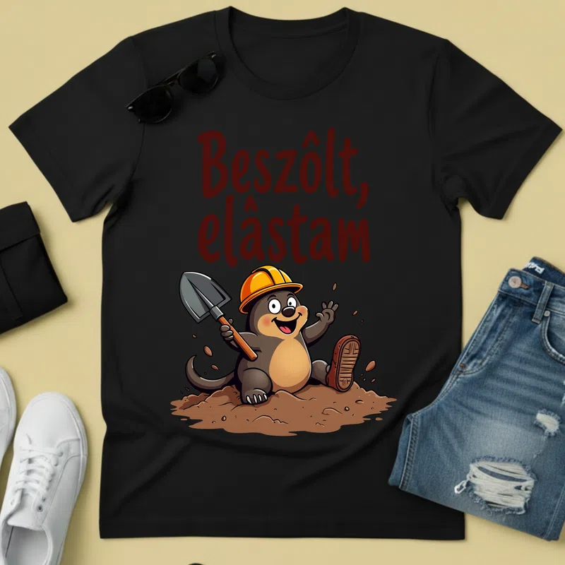 Beszólt, elástam mosolygó vakond Vicces - Férfi póló - Fekete - Vicces - Vicces szöveg