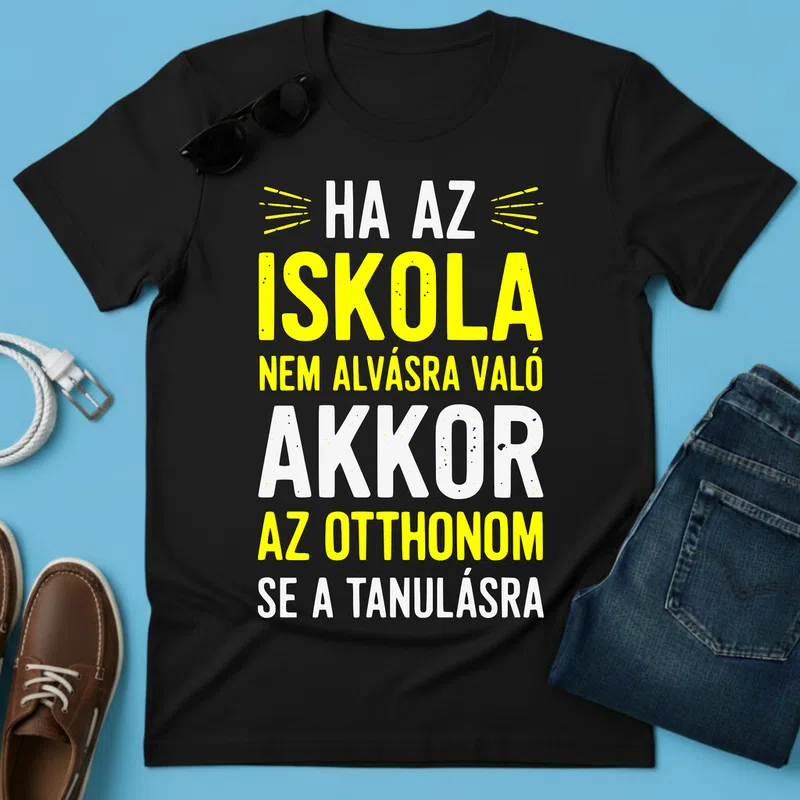 Ha az iskola nem alvásra való Ballagás - Férfi póló - Fekete - Ballagás - Suli