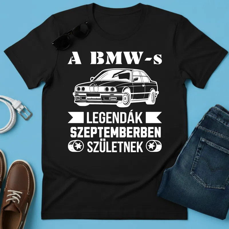 A BMW-s Legendák Szeptemberben Születnek Járművek - Férfi póló - Fekete - Járművek - Autó