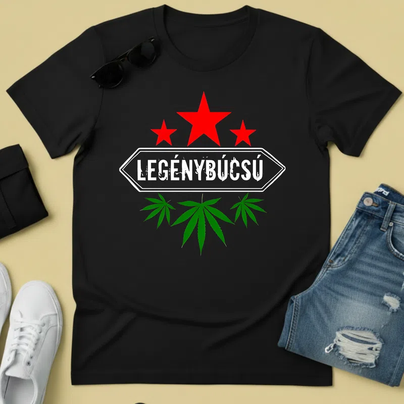 LEGÉNYBÚCSÚ Csillagok Kannabisz Rockos Házasság Legénybúcsú - Férfi póló - Fekete - Házasság - Legénybúcsú