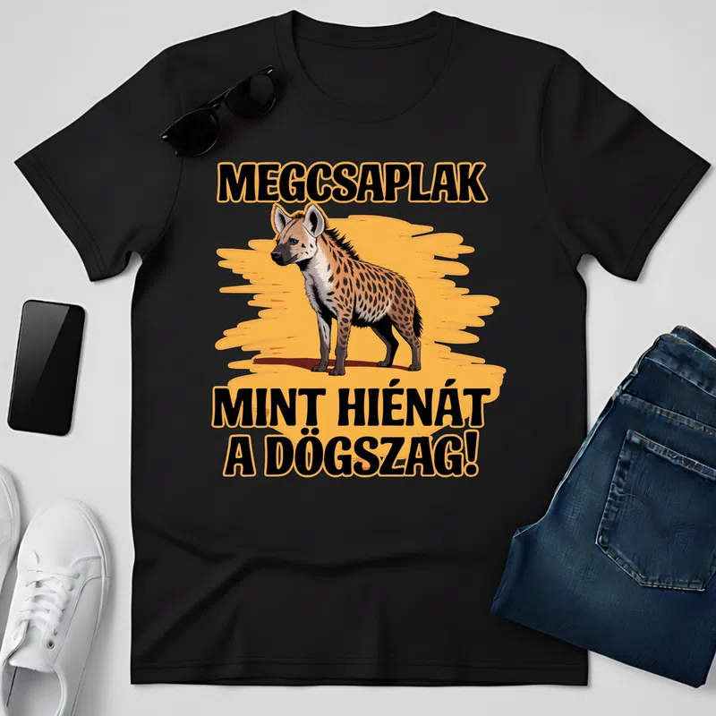 MEGCSAPLAK MINT HIÉNÁT A DÖGSZAG Vicces Vad Vicces Vicces szöveg - Férfi póló - Fekete - Vicces - Vicces szöveg