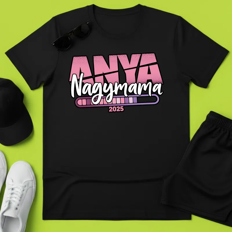 ANYA Nagymama 2025 Rózsaszín Retro Család - Férfi póló - Fekete - Család - Mamának