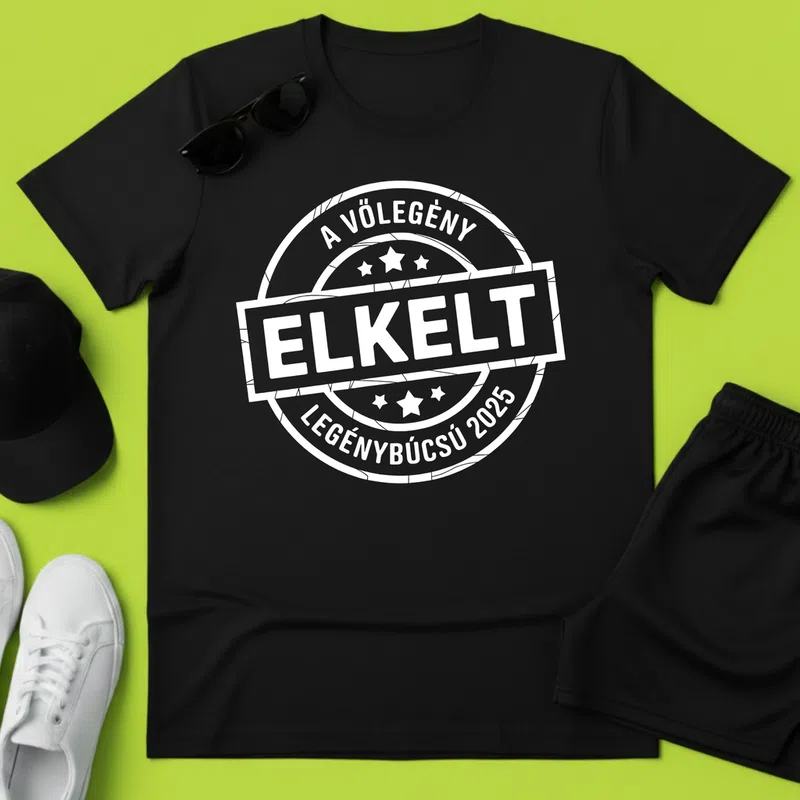 ELKELT A Vőlegény Legénybúcsú 2025 Házasság - Férfi póló - Fekete - Házasság - Legénybúcsú