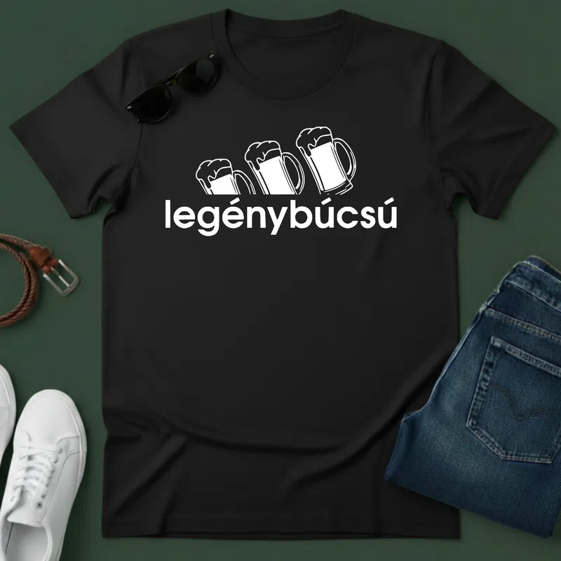 legénybúcsú sörös vidám Házasság - Férfi póló - Fekete - Házasság - Legénybúcsú