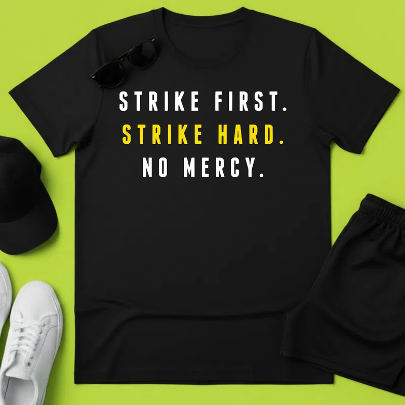 STRIKE HARD. Harcos Motiváció Sport - Férfi póló - Fekete - Sport - Karate