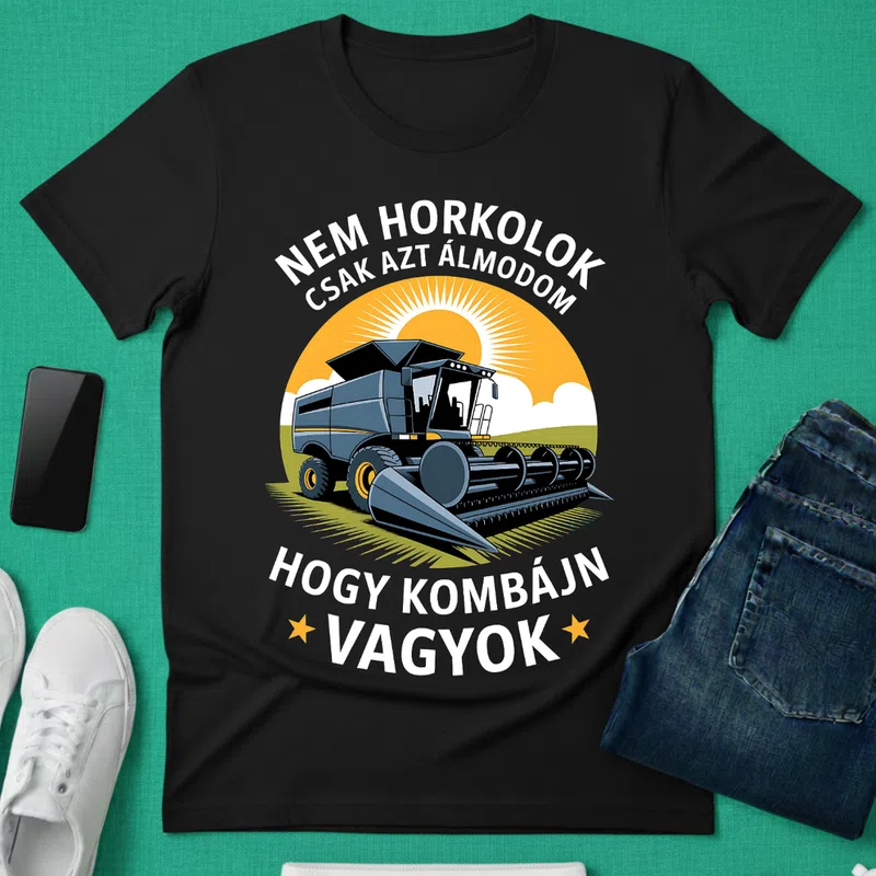 Nem horkolok - kombájn álmodó Járművek - Férfi póló - Fekete - Járművek - Traktor