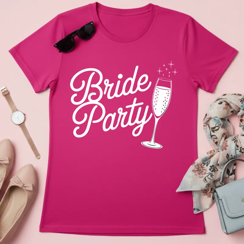 Bride Party Csillogó Elegáns Ünnep Házasság Lánybúcsú - Női póló - Pink - Házasság - Lánybúcsú