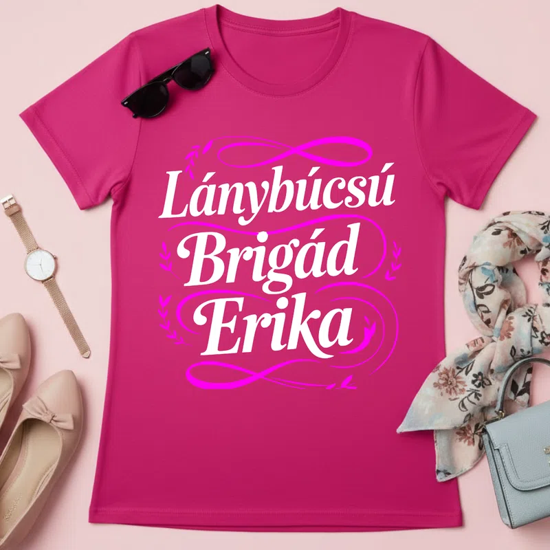Lánybúcsú Brigád Erika Házasság Lánybúcsú - Női póló - Pink - Házasság - Lánybúcsú