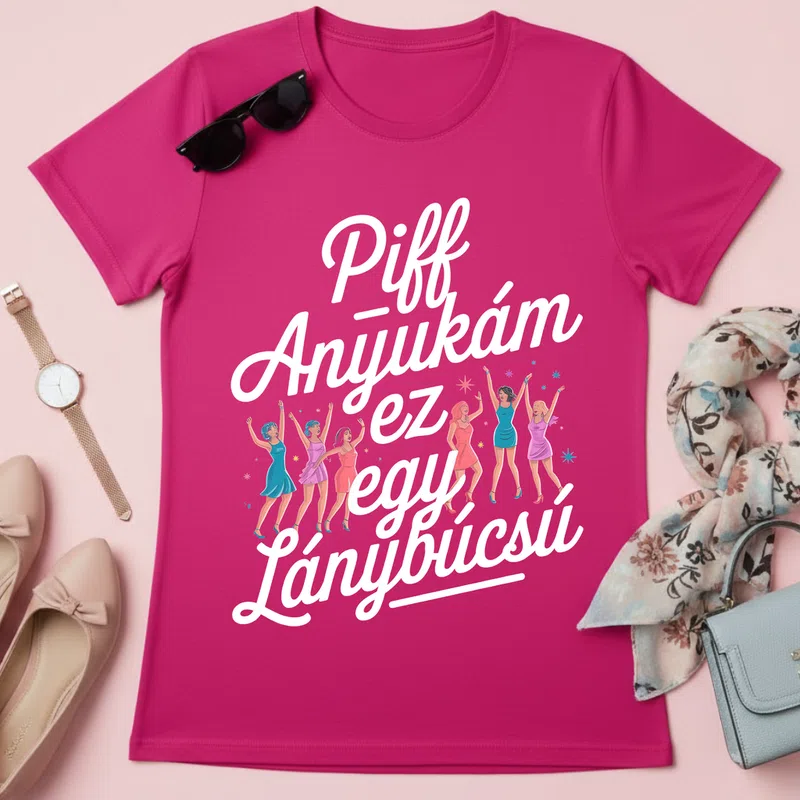 Piff Anyukám ez egy Lánybúcsú bulis vidám Házasság Lánybúcsú - Női póló - Pink - Házasság - Lánybúcsú