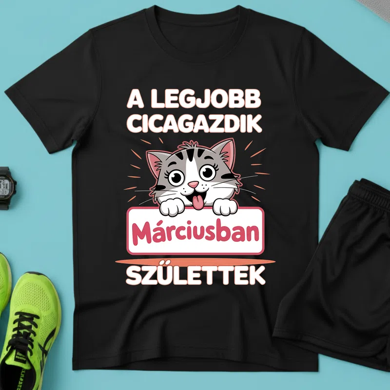 A LEGJOBB CICAGAZDIK Márciusban Születtek Állatok és Természet Cica - Férfi póló - Fekete - Állatok és Természet - Cica