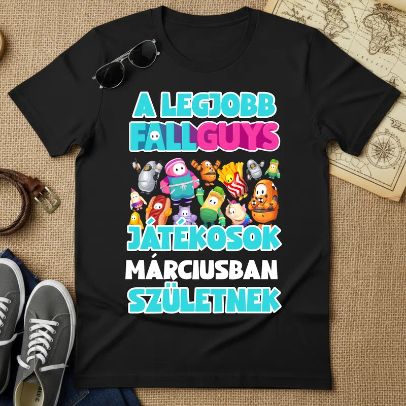 A LEGJOBB FALL GUYS JÁTÉKOSOK *hónap* SZÜLETNEK Gamer szueletesnapi-gamer - Férfi póló - Fekete - Gamer - szueletesnapi-gamer