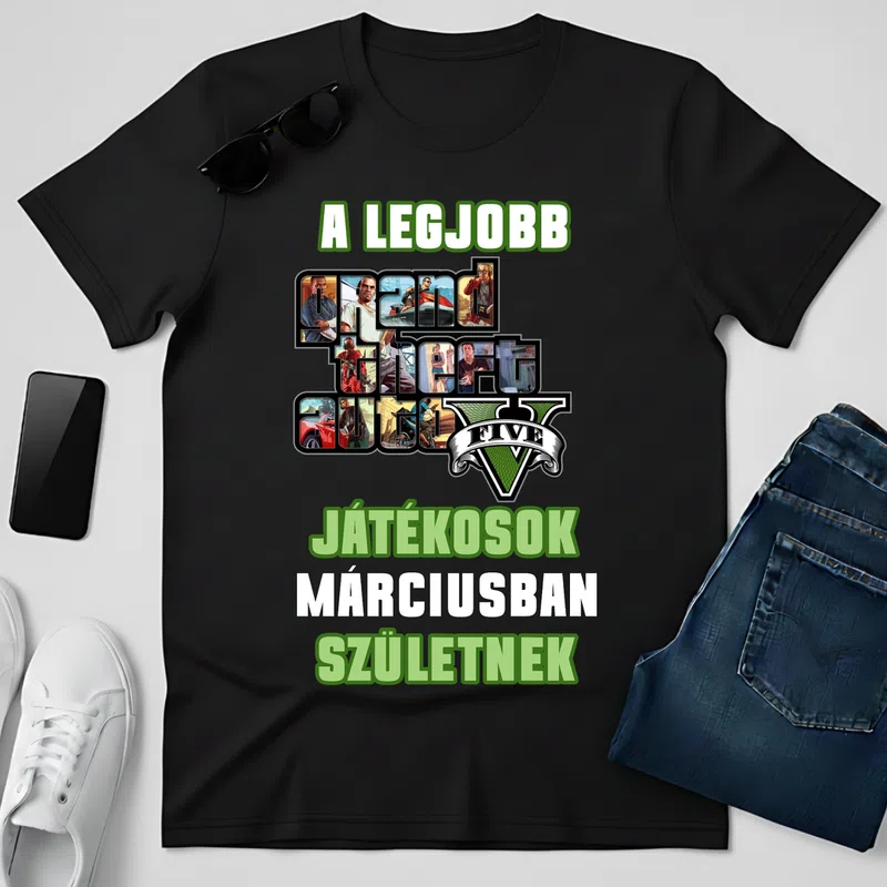 A LEGJOBB GTA V JÁTÉKOSOK *hónap* SZÜLETNEK Gamer szueletesnapi-gamer - Férfi póló - Fekete - Gamer - szueletesnapi-gamer
