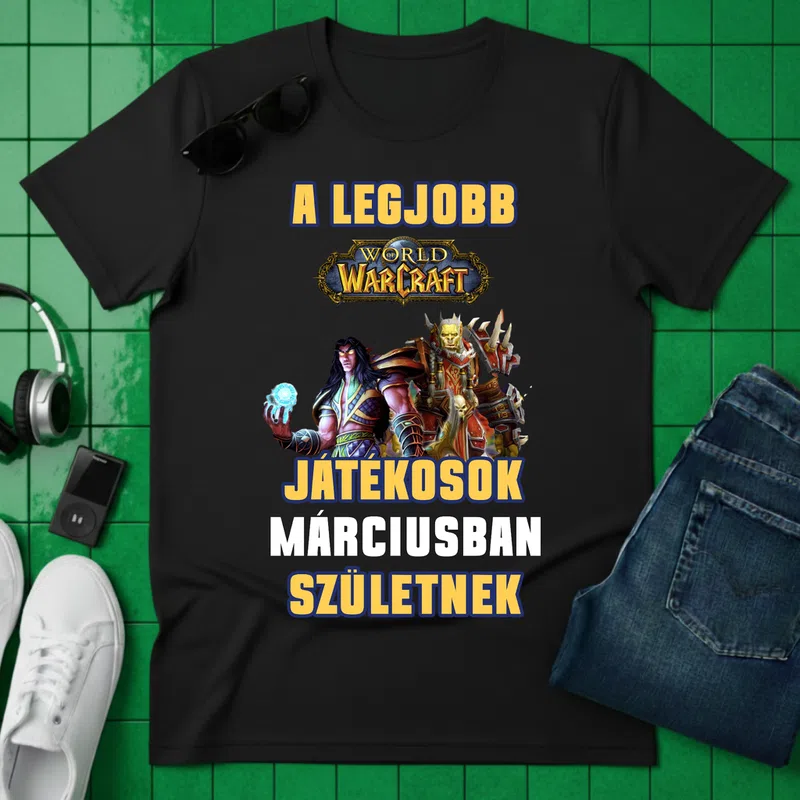 A LEGJOBB JÁTÉKOSOK *hónap*SZÜLETNEK WoW Gamer szueletesnapi-gamer - Férfi póló - Fekete - Gamer - szueletesnapi-gamer