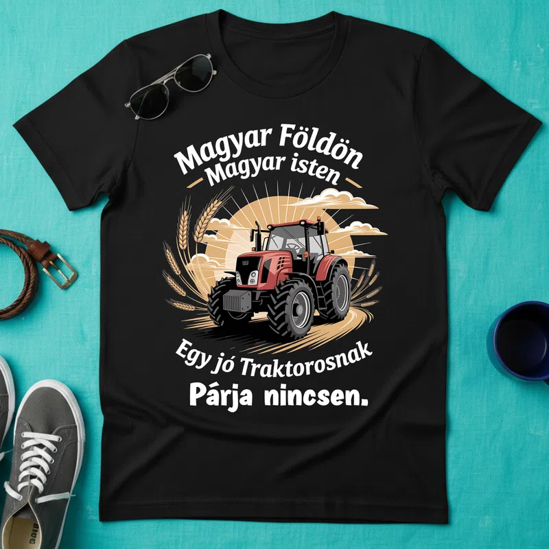 Magyar Földön Magyar isten – Traktoros büszkeség Járművek Traktor - Férfi póló - Fekete - Járművek - Traktor