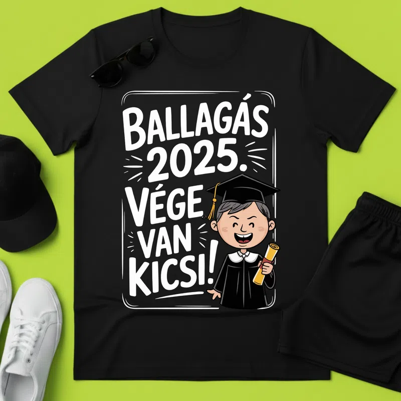 BALLAGÁS 2025 VÉGE VAN KICSI Ünnepi Vidám Ballagás Suli - Férfi póló - Fekete - Ballagás - Suli
