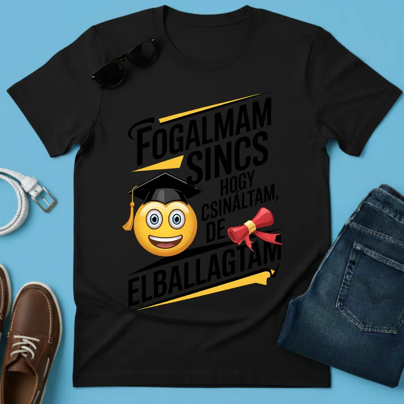 Fogalmam sincs elballagtam vicces emoji diploma Ballagás Suli - Férfi póló - Fekete - Ballagás - Suli