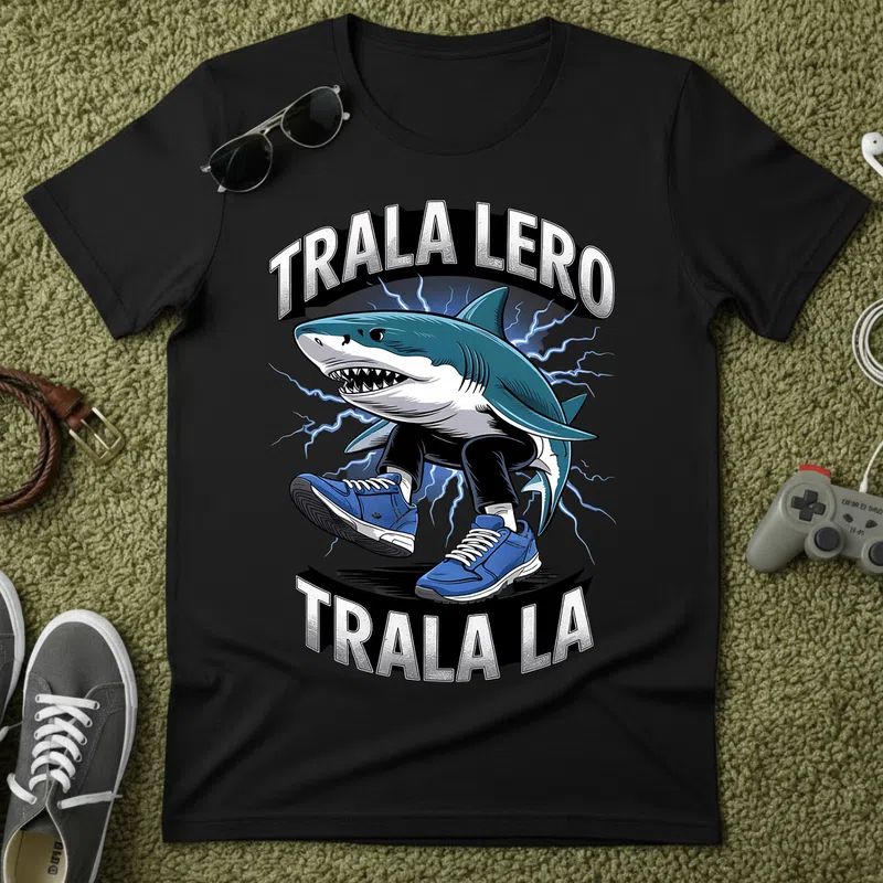 TRALA LERO tralala la vagány stílus Vicces Meme - Férfi póló - Fekete - Vicces - Meme