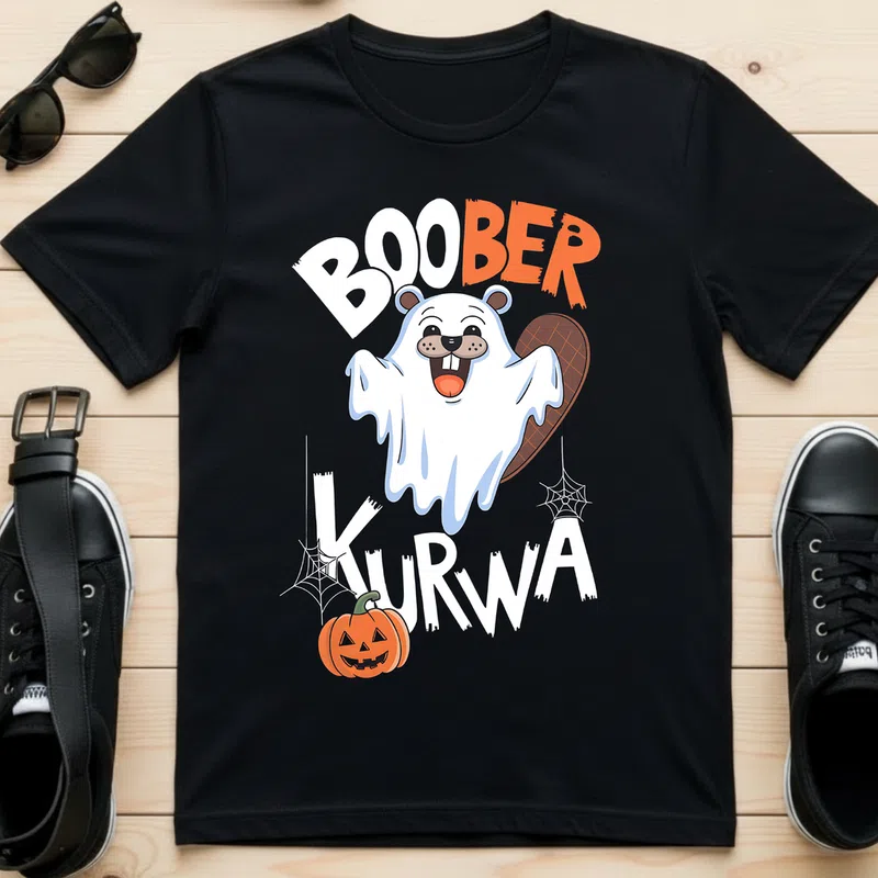 BOOBER KURWA vicces Halloween rajzfilm Ünnepek - Férfi póló - Fekete - Ünnepek - Halloweenre