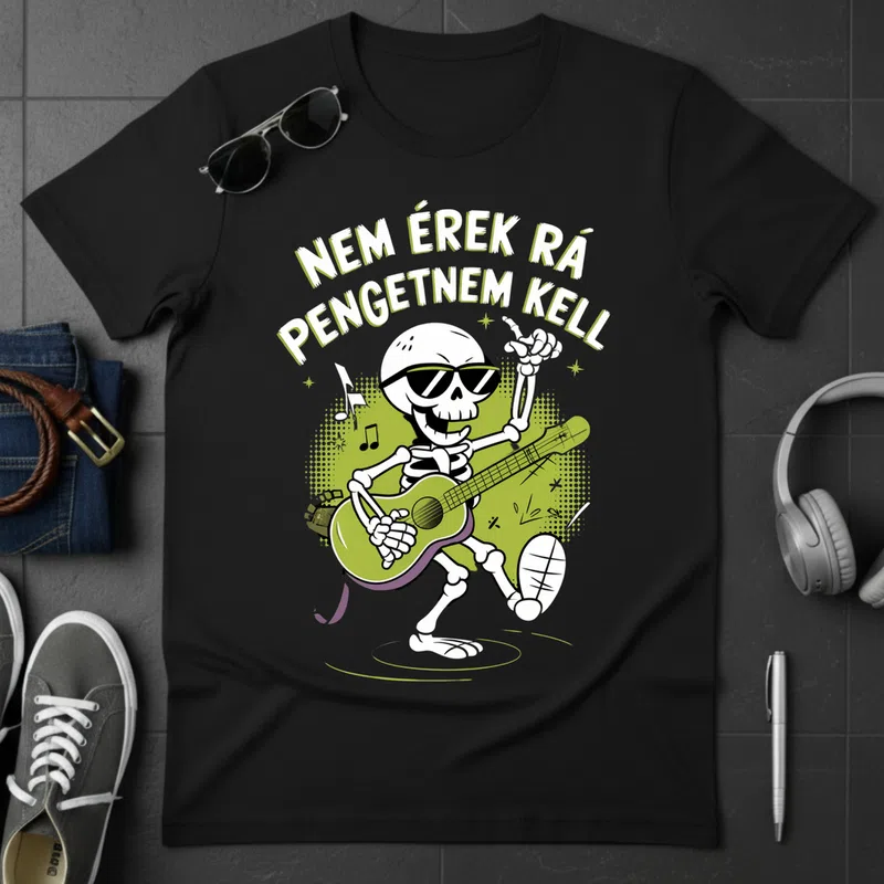 NEM ÉREK RÁ PENGETNEM KELL – laza rock Vicces - Férfi póló - Fekete - Vicces - Meme