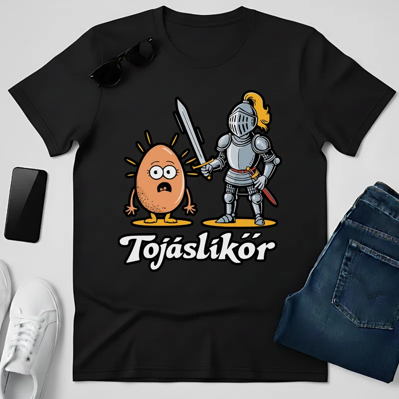 Tojáslikőr vicces tojás és lovag Vicces - Férfi póló - Fekete - Vicces - Meme