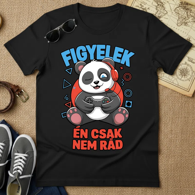 FIGYELEK Cuki Gamer Gamer - Férfi póló - Fekete - Gamer - altalanos-gamer