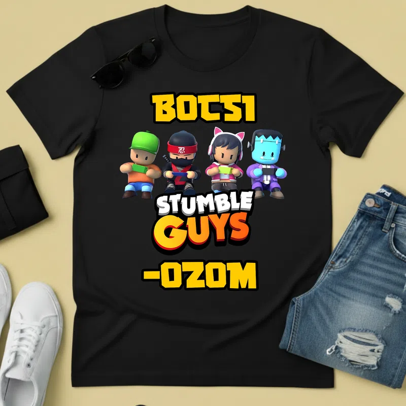 BOCS1 Stumble Guys karakterek Gamer - Férfi póló - Fekete - Gamer - stumble-guys