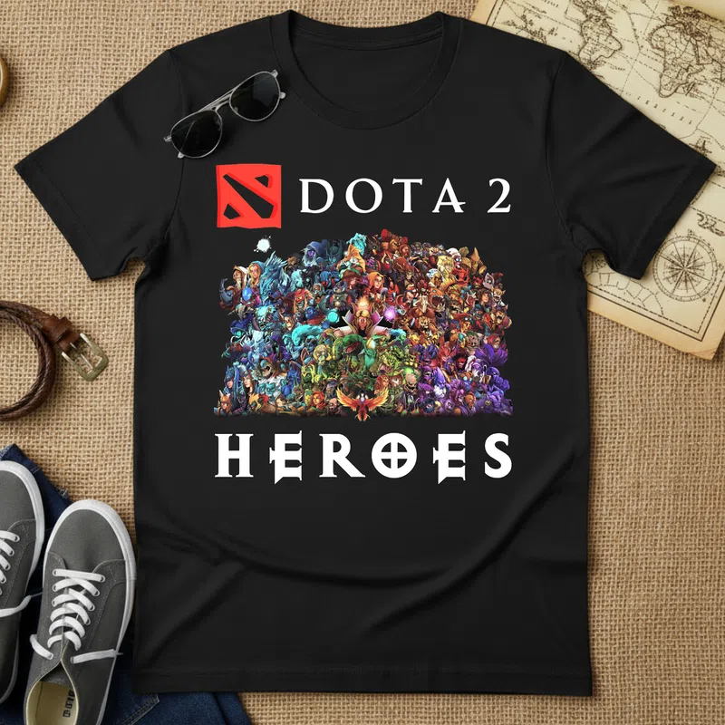 DOTA 2 Heroes Színes Rajzolt Gamer - Férfi póló - Fekete - Gamer - dota-2