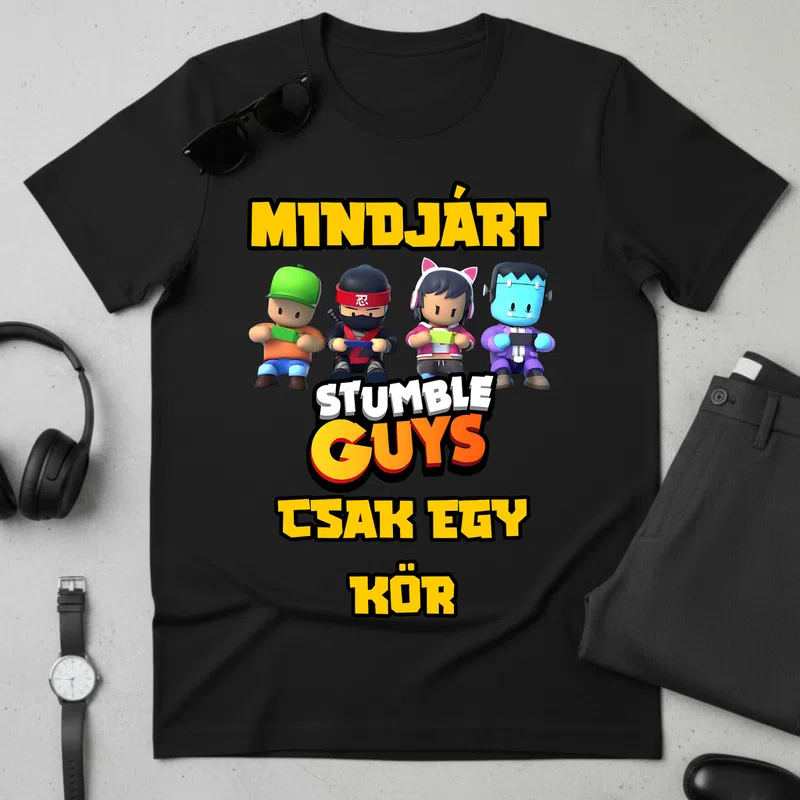 M1NDJÁRT Stumble Guys Gamer Vicces Gamer - Férfi póló - Fekete - Gamer - altalanos-gamer