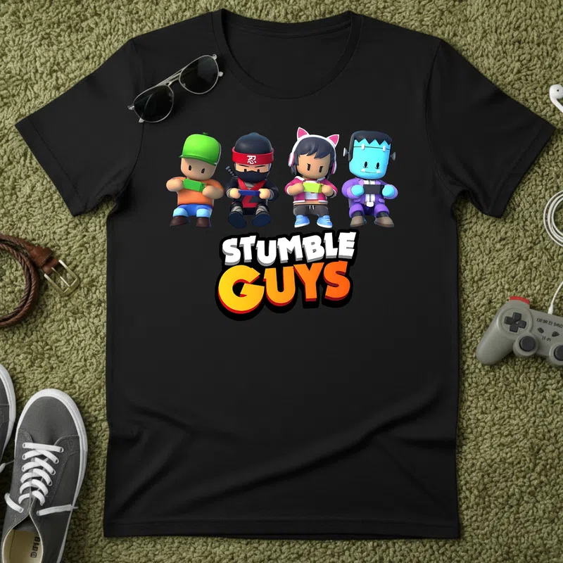 STUMBLE GUYS vidám karakterek Gamer - Férfi póló - Fekete - Gamer - altalanos-gamer