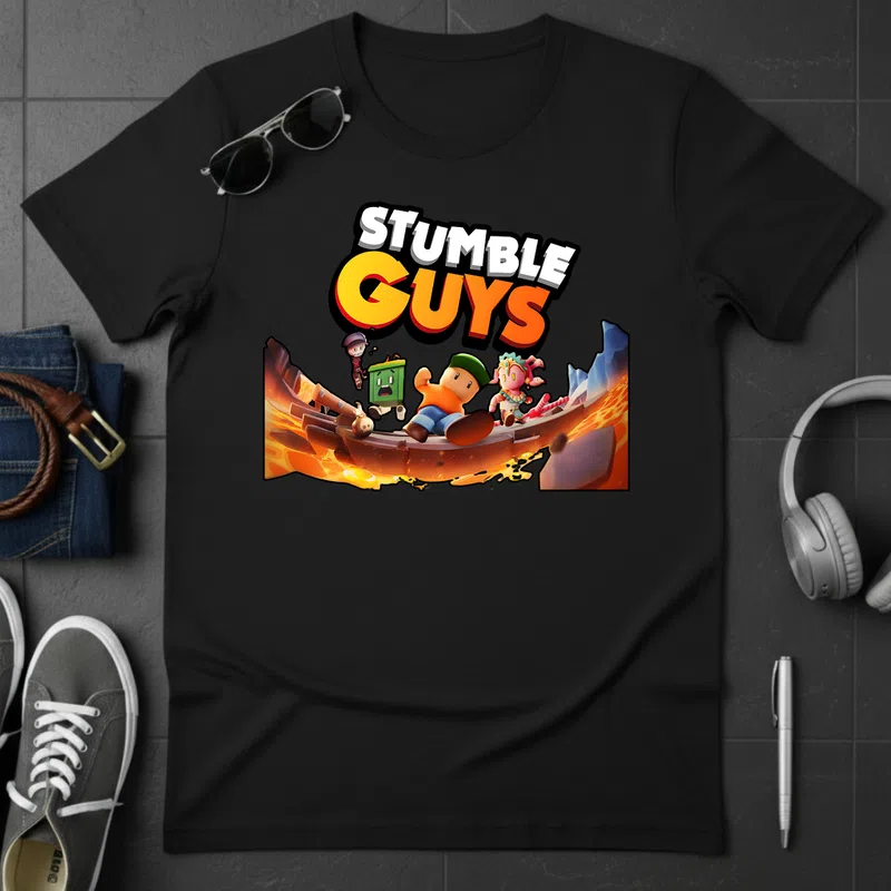 STUMBLE GUYS Vidám Lávakaland Gamer - Férfi póló - Fekete - Gamer - altalanos-gamer