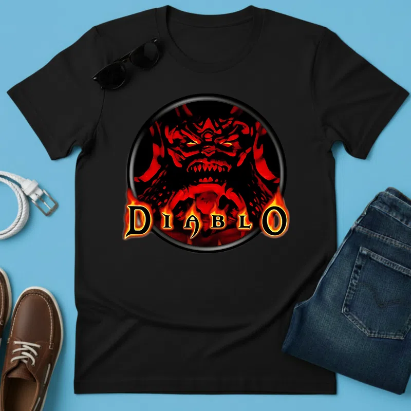DIABLO démoni lángok Gamer - Férfi póló - Fekete - Gamer - Diablo