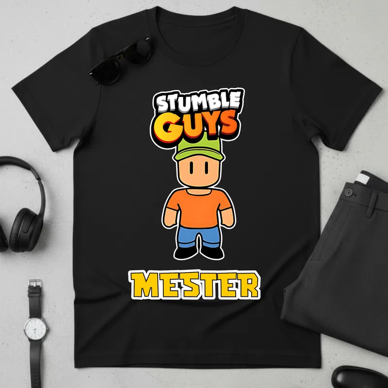 STUMBLE GUYS Mester aranyos Gamer - Férfi póló - Fekete - Gamer - stumble-guys
