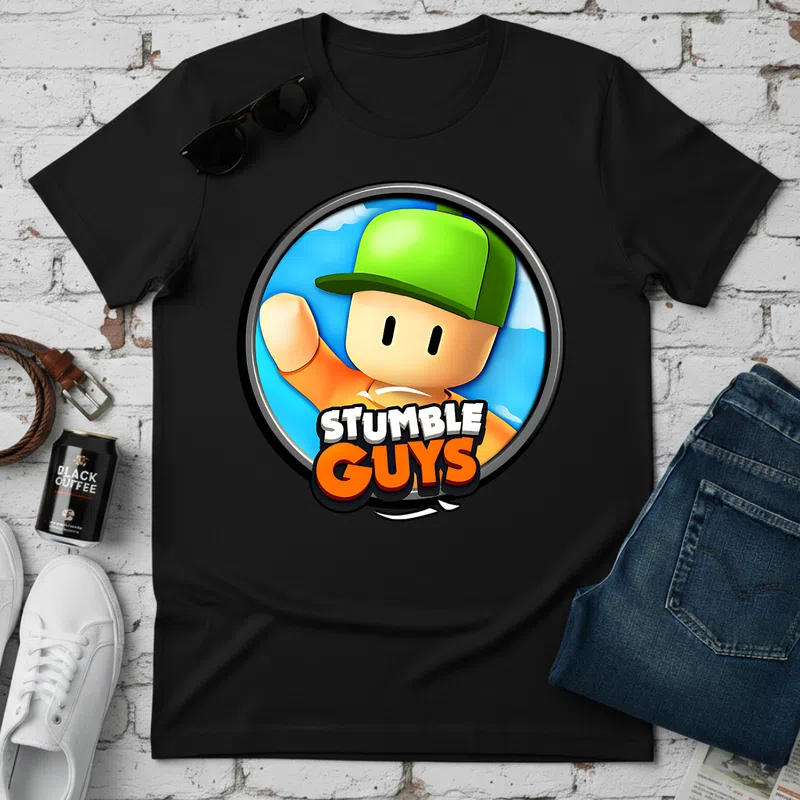 STUMBLE GUYS vidám ikon Gamer - Férfi póló - Fekete - Gamer - altalanos-gamer