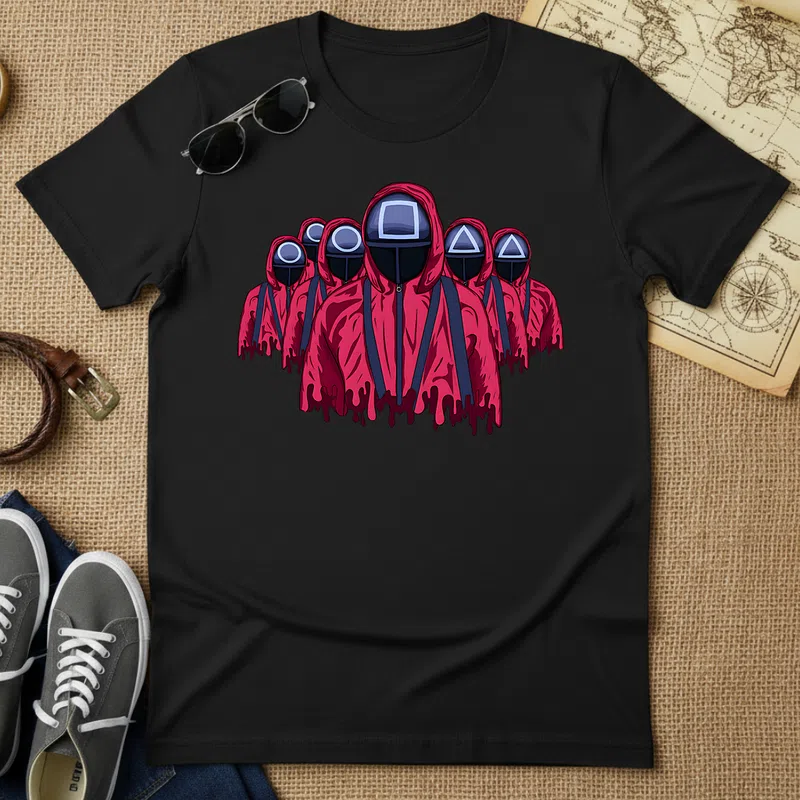 Négyzet Háromszög Kör Squid Game Filmek és Sorozatok - Férfi póló - Fekete - Filmek és Sorozatok - Squid game