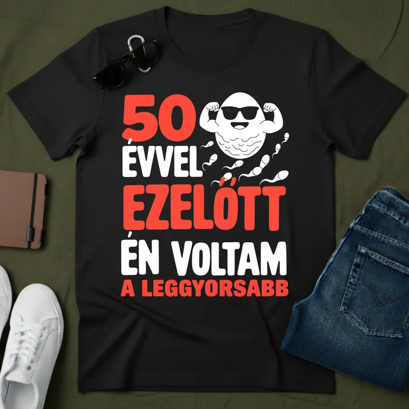50 ÉVVEL EZELŐTT - Vicces Tojás Születésnap - Férfi póló - Fekete - Születésnap