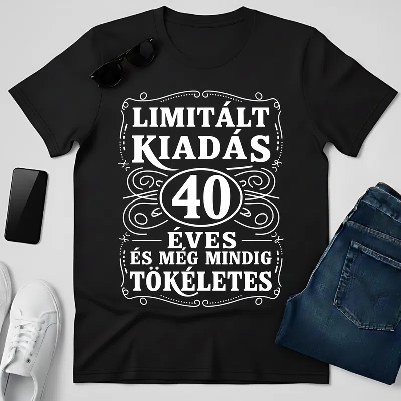 LIMITÁLT KIADÁS 40 ÉVES ÉS MÉG MINDIG TÖKÉLETES Születésnap - Férfi póló - Fekete - Születésnap