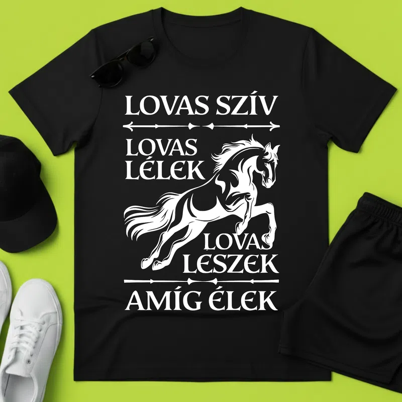 LOVAS SZÍV Lovas lélek örök Állatok és Természet - Férfi póló - Fekete - Állatok és Természet - Lovas
