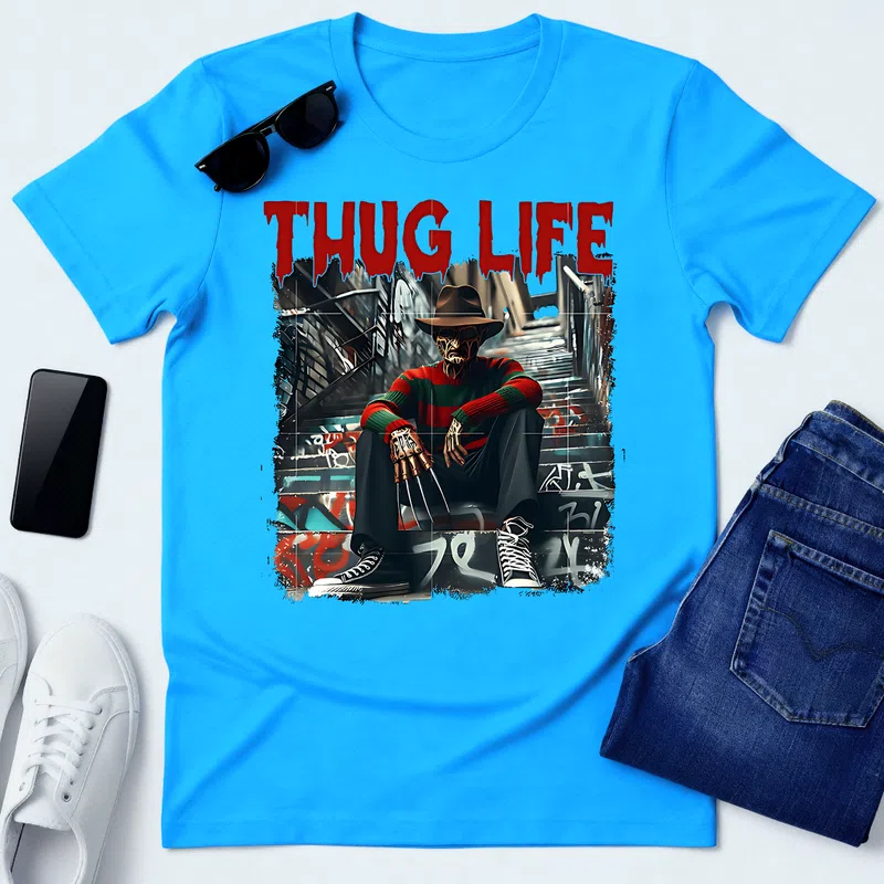 THUG LIFE Urbán Horror Filmek és Sorozatok - Férfi póló - Aqua kék - Filmek és Sorozatok - Filmek