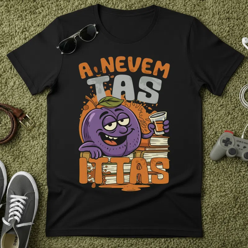 ITTAS Vidám Szilva Tréfás Hangulat Vicces - Férfi póló - Fekete - Vicces - Meme