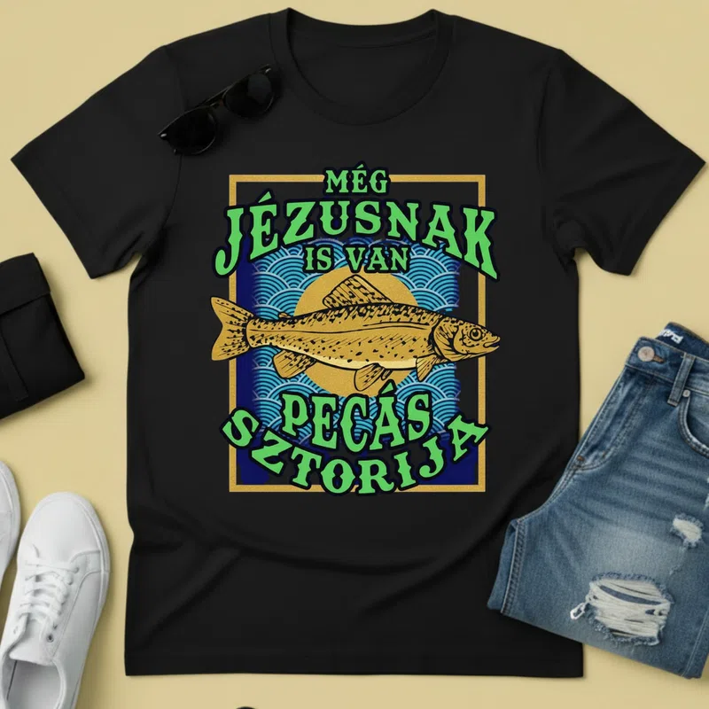 Még Jézusnak is van specás sztorija vicces halas Vicces - Férfi póló - Fekete - Vicces - Vicces szöveg