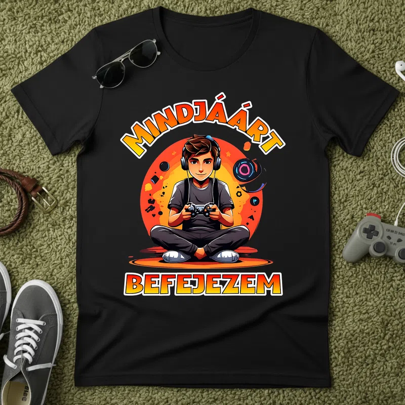 MINDJÁRT BEFEJEZEM Gamer - Férfi póló - Fekete - Gamer - altalanos-gamer
