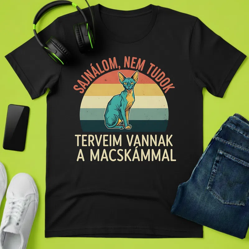 SAJNÁLOM, NEM TUDOK Állatok és Természet - Férfi póló - Fekete - Állatok és Természet - Cica