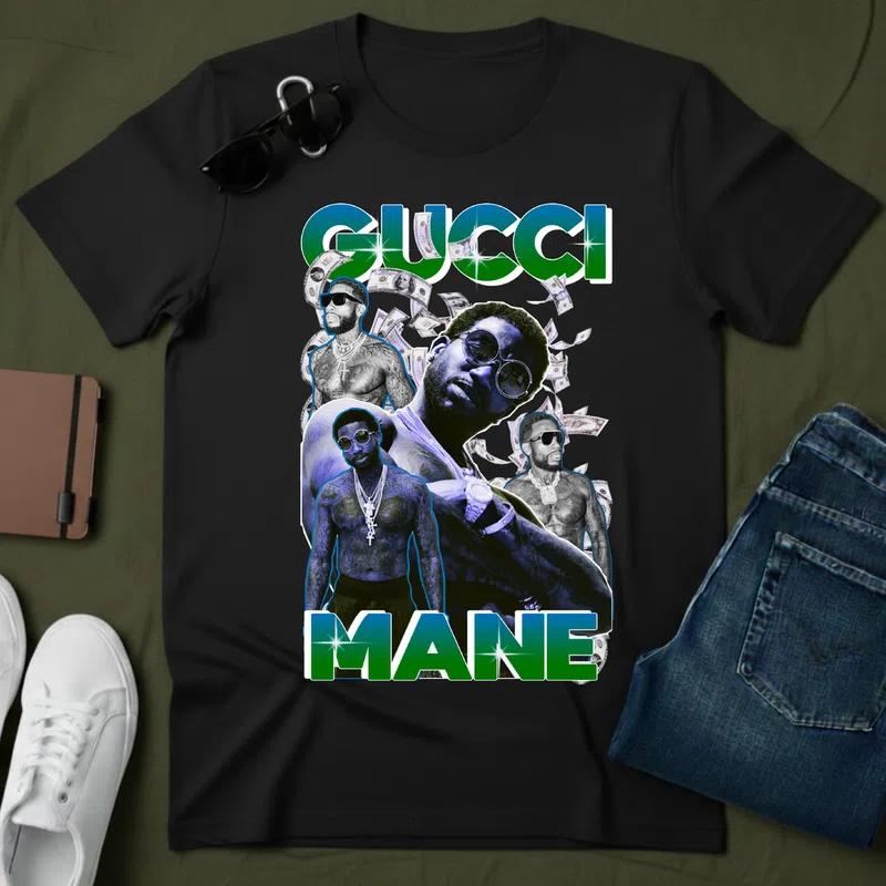 GUCCI MANE Luxus Rap Ikon Hobbi - Férfi póló - Fekete - Hobbi - Zene