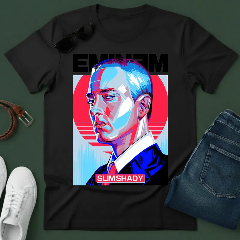 SLIMSHADY retró popart portré Hobbi - Férfi póló - Fekete - Hobbi - Zene