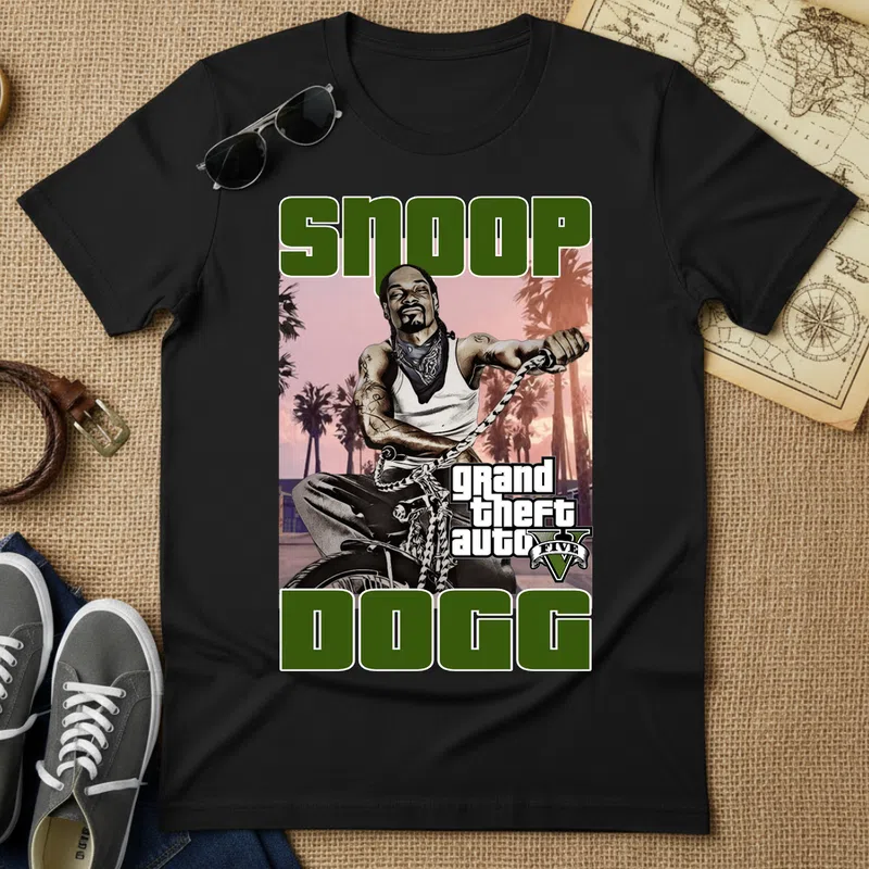 SNOOP DOGG Grand Theft Auto V hangulat Gamer - Férfi póló - Fekete - Gamer - grand-theft-auto