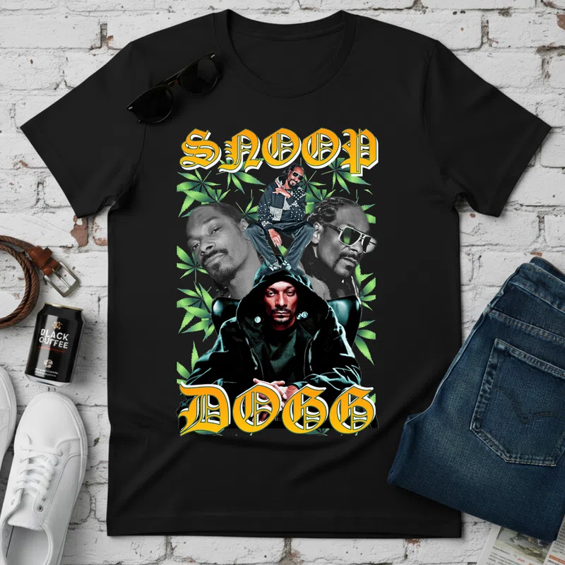 SNOOP DOGG Retro Ganja Hangulat Hobbi - Férfi póló - Fekete - Hobbi - Zene