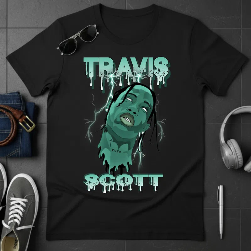 TRAVIS SCOTT Dripping Lightning Hobbi - Férfi póló - Fekete - Hobbi - Zene