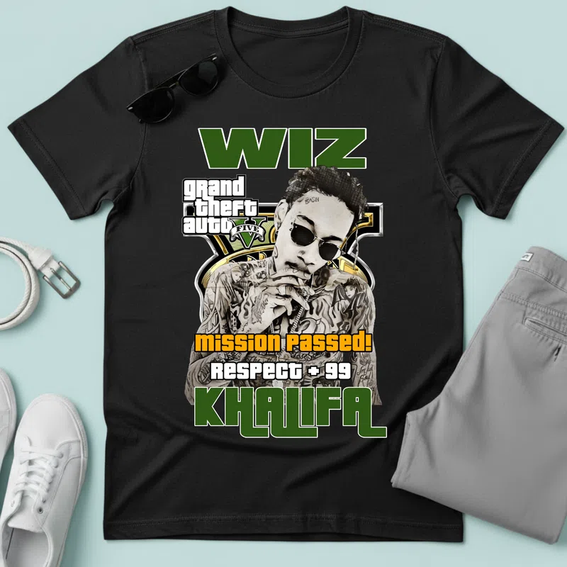 WIZ KHALIFA Mission Passed Gamer - Férfi póló - Fekete - Gamer - grand-theft-auto