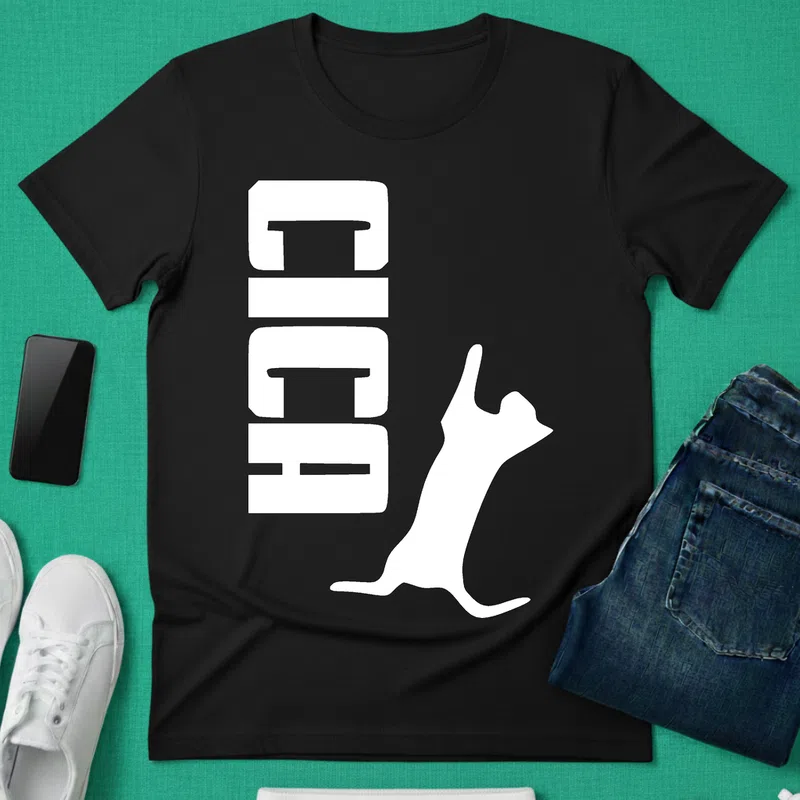 GOD macska sziluett Cica - Férfi póló - Fekete - Állatok és Természet - Cica